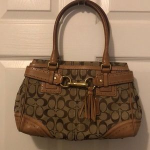Classic Tan Coach Shoulder Bag